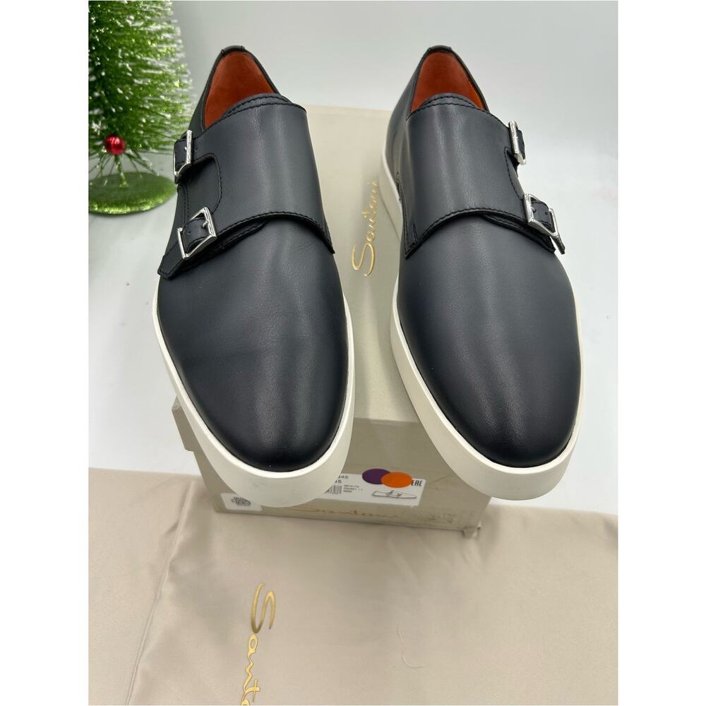 Men's Santoni bankable double Monk strap sneakers size 10.5 US made in Italy - Picture 4 of 12